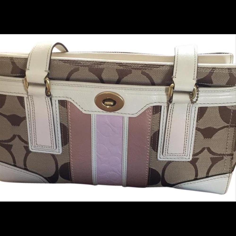 Coach designer leather monogram satchel